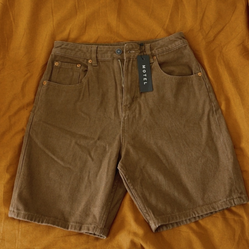 Brown High Waisted Denim Shorts